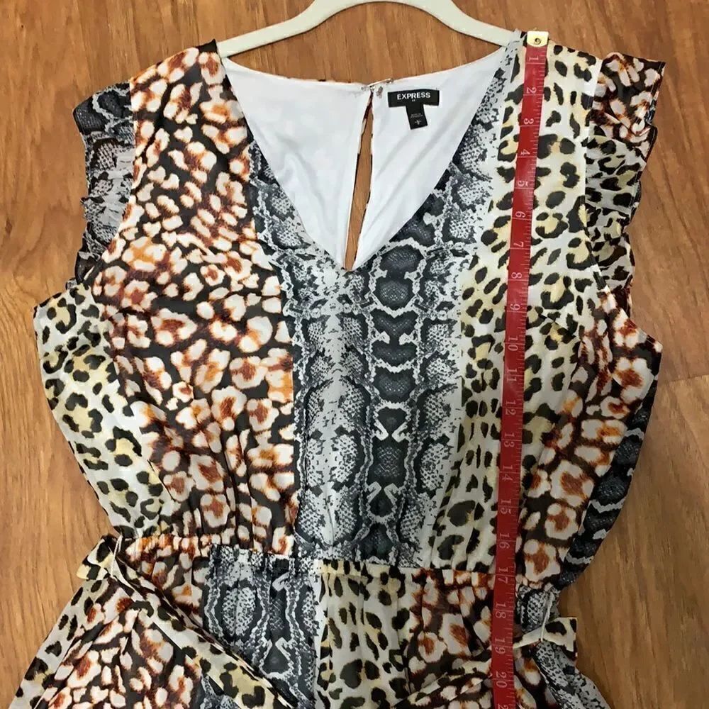 Express Leopard Print Mini Dress Large With Belt - Picture 12 of 13